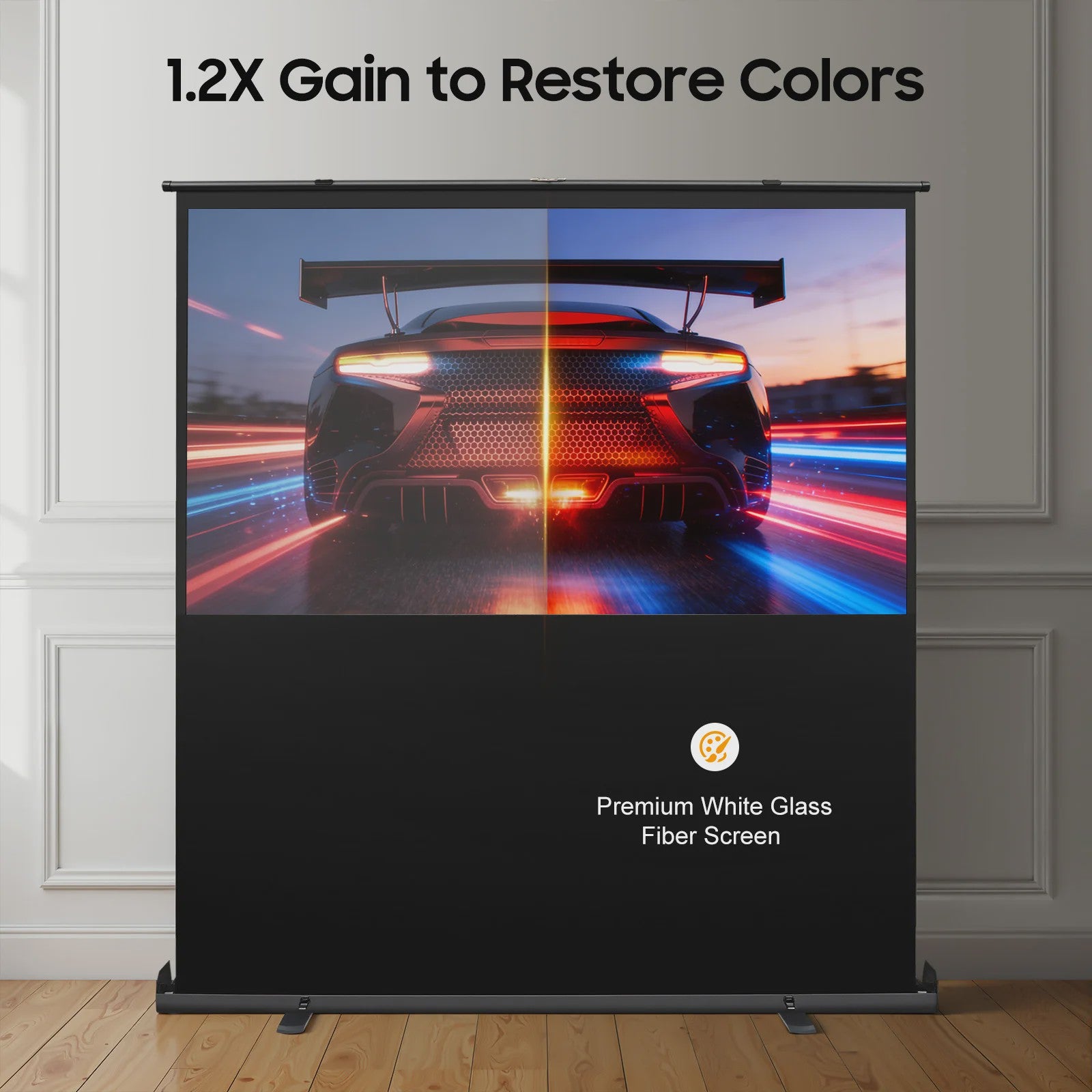 80 Inch Draagbaar Projectiescherm met Verhoogbaar Frame - 16:9, 4K/8K Ultra HD, 160° Kijkhoek, HDR/3D