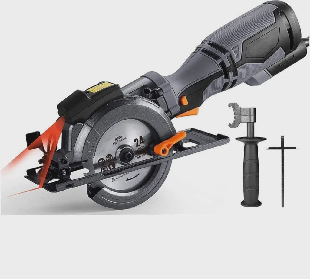 DOVAMAN Mini Cirkelzaag met Laser - 710W, 3500rpm, 6 Zaagbladen, 43mm Diepte