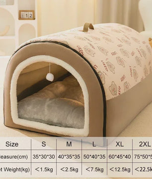 Warm Hondenhuis met Afneembaar Bed - Zacht & Antislip Slaapnest voor Hond of Kat