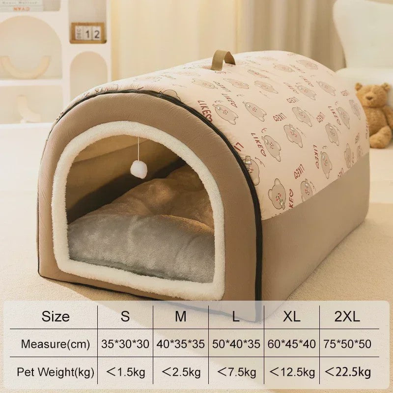 Warm Hondenhuis met Afneembaar Bed - Zacht & Antislip Slaapnest voor Hond of Kat
