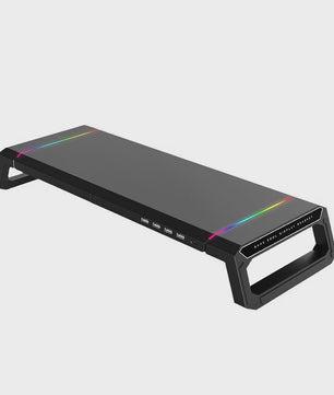 Monitorstandaard met USB 3.0 Hub en RGB Verlichting - Opklapbaar Bureau Organizer