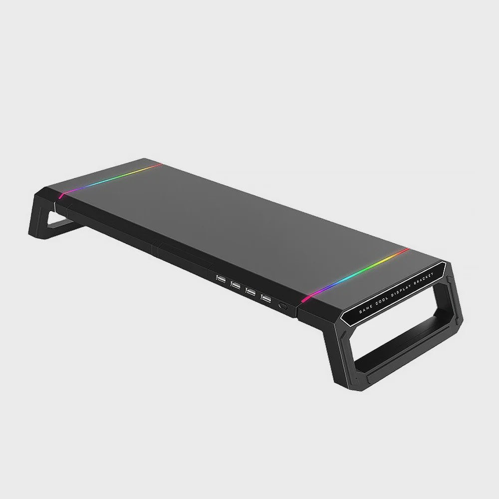 Monitorstandaard met USB 3.0 Hub en RGB Verlichting - Opklapbaar Bureau Organizer