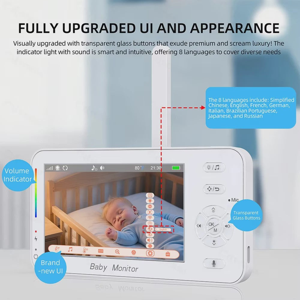 7-inch Babyfoon met Camera: Pan-Tilt-Zoom, Tweeweg Audio, Nachtzicht & Lullabies
