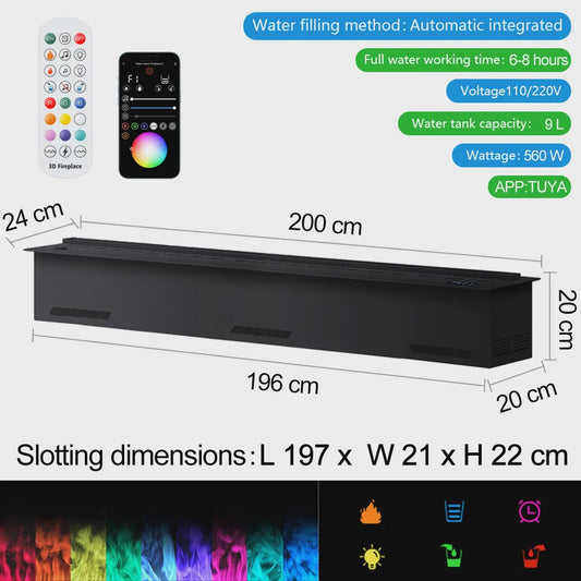 Elektrische Sfeervuur met Waterdamp en LED Vlammen - Smart Home Decoratie