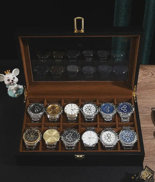 Luxe Houten Horlogedoos met 6, 10 of 12 Vakken - Handgemaakt Sieraden Opbergdoos Display