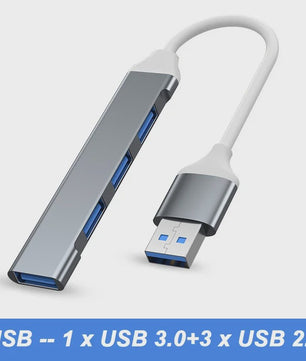 4-Poorts USB 3.0 Hub met Type-C Connector - Uitbreidingsadapter voor Laptop & Smartphone