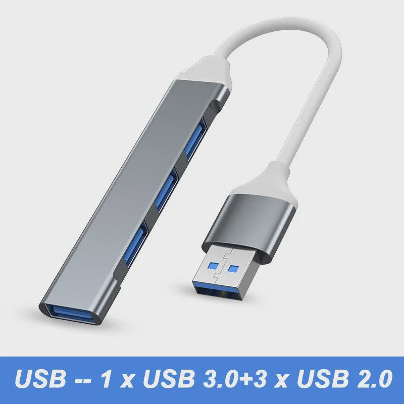 4-Poorts USB 3.0 Hub met Type-C Connector - Uitbreidingsadapter voor Laptop & Smartphone