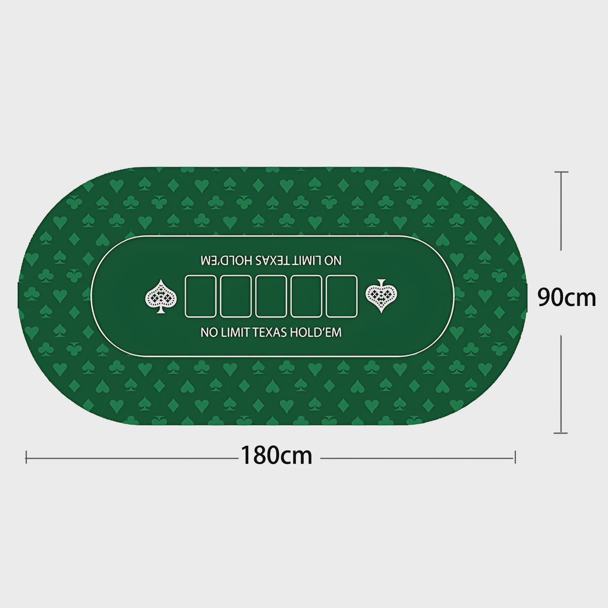 Grote Texas Hold'em Poker Tafelmat - Groen, Anti-slip & Geluidsdempend - 120x60cm of 180x90cm