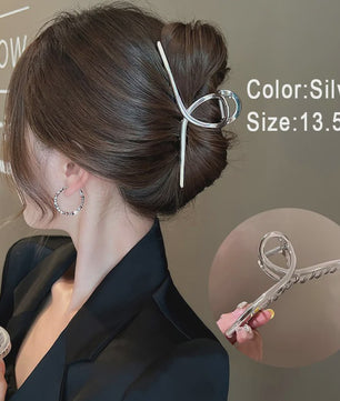 Grote Metalen Klauw Haarclip 13.5cm - Trendy Holle Haarpin voor Dames