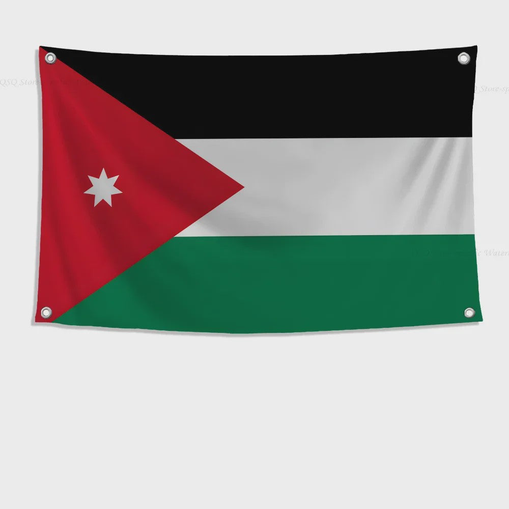 Jordanese Vlag Banner - Polyester - 4 Oogjes - Buiten & Binnen Decoratie