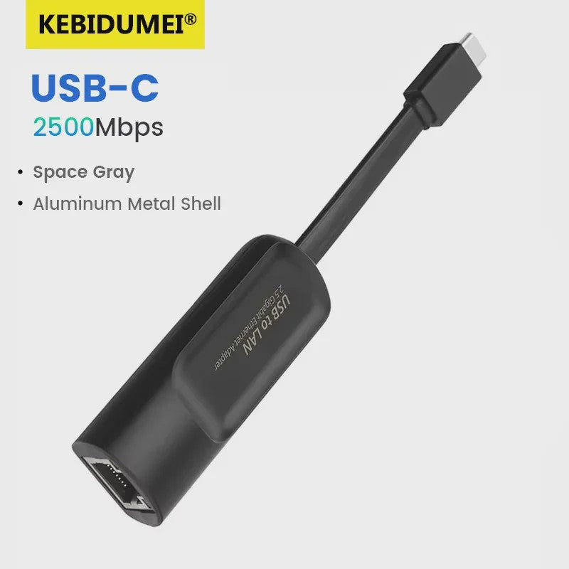 2.5Gbps USB Ethernet Adapter - Snelle Netwerkkaart voor Laptop & PC (USB-A/C)