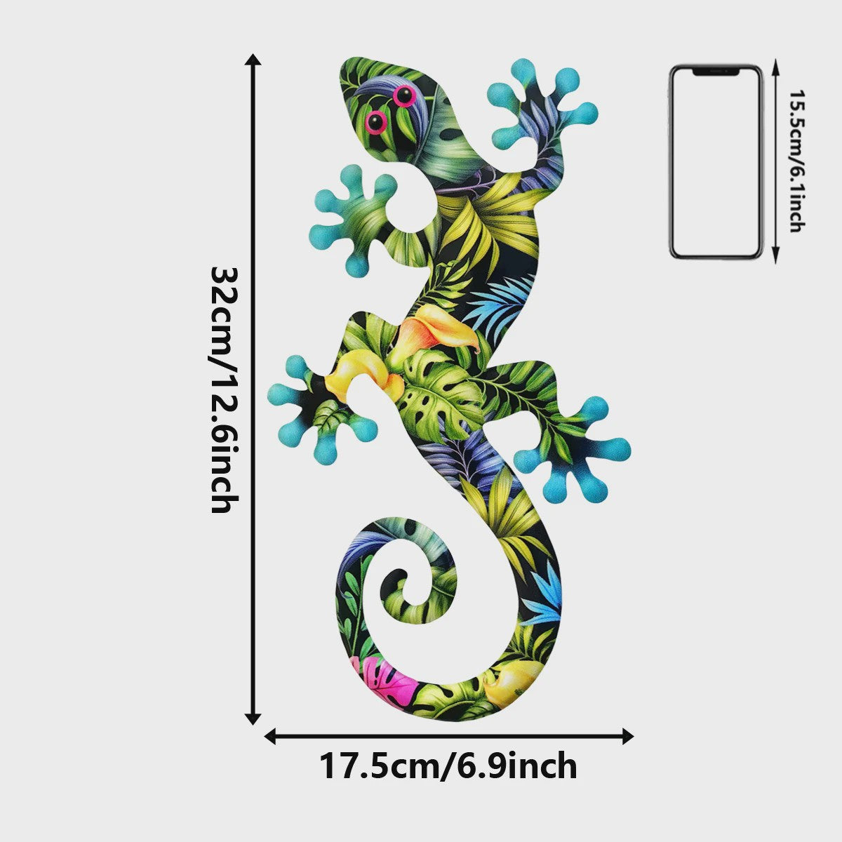 Kleurrijke Metalen Gekko Muurdecoratie - Tropische Hagedis Hangornament voor Buiten & Binnen