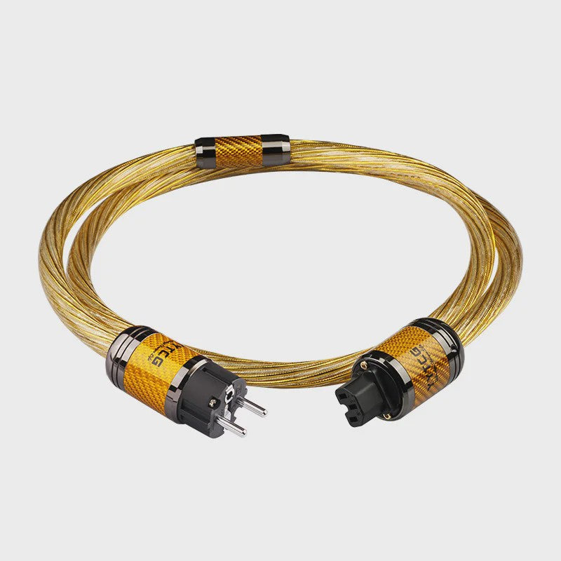 Hi-end 7N OCC Zilver Verguld Audiophile Netkabel met Carbon Fiber Rhodium Plug voor Hifi CD Versterker
