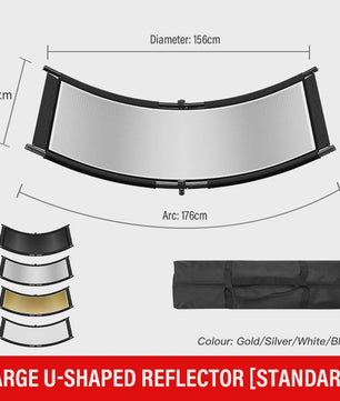 U-vormige Studio Reflector 4-in-1 (Goud/Zilver/Wit/Zwart) - 108cm/176cm