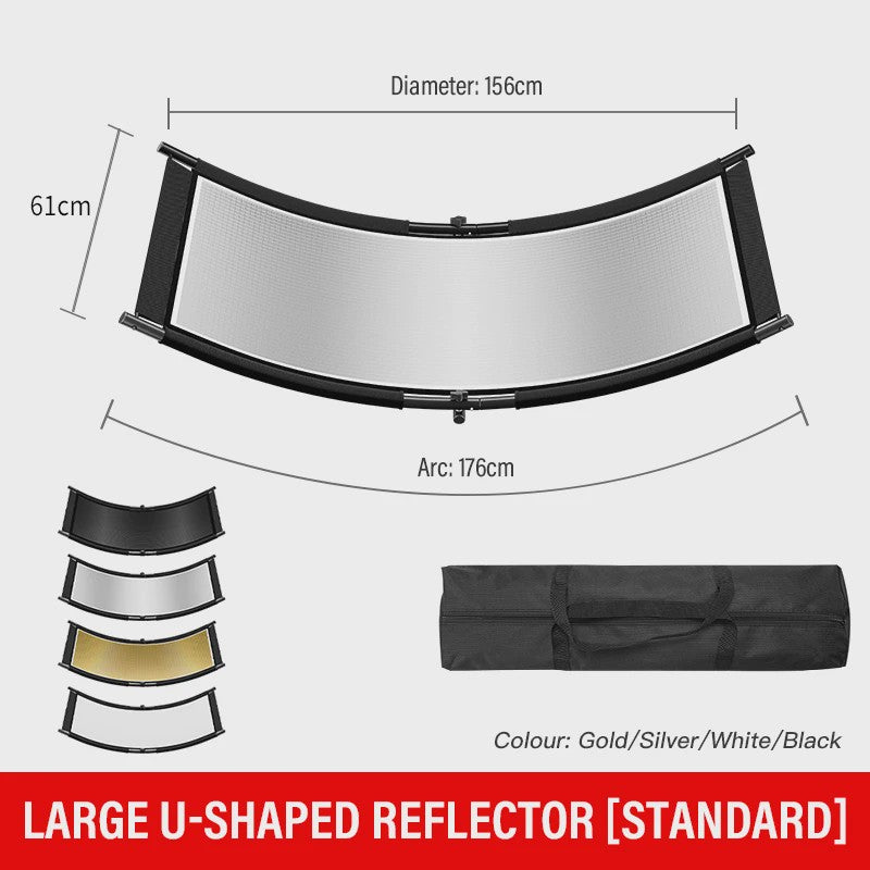 U-vormige Studio Reflector 4-in-1 (Goud/Zilver/Wit/Zwart) - 108cm/176cm