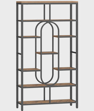 Industriële Boekenkast met 9 Legborden - Stijlvolle Staande Opbergkast & Roomdivider