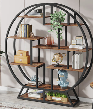 Industriële Ronde Boekenkast met Verspringende Planken - 160 cm Hoog