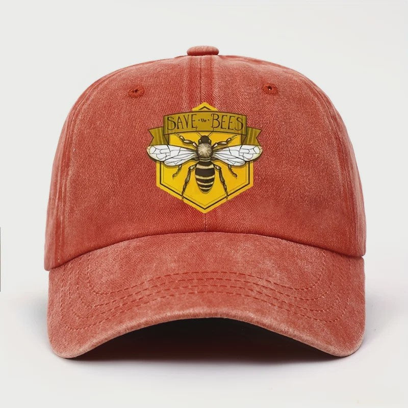 Bee Print Baseball Cap - Verstelbare Casual Pet voor Heren & Dames met Zonbescherming