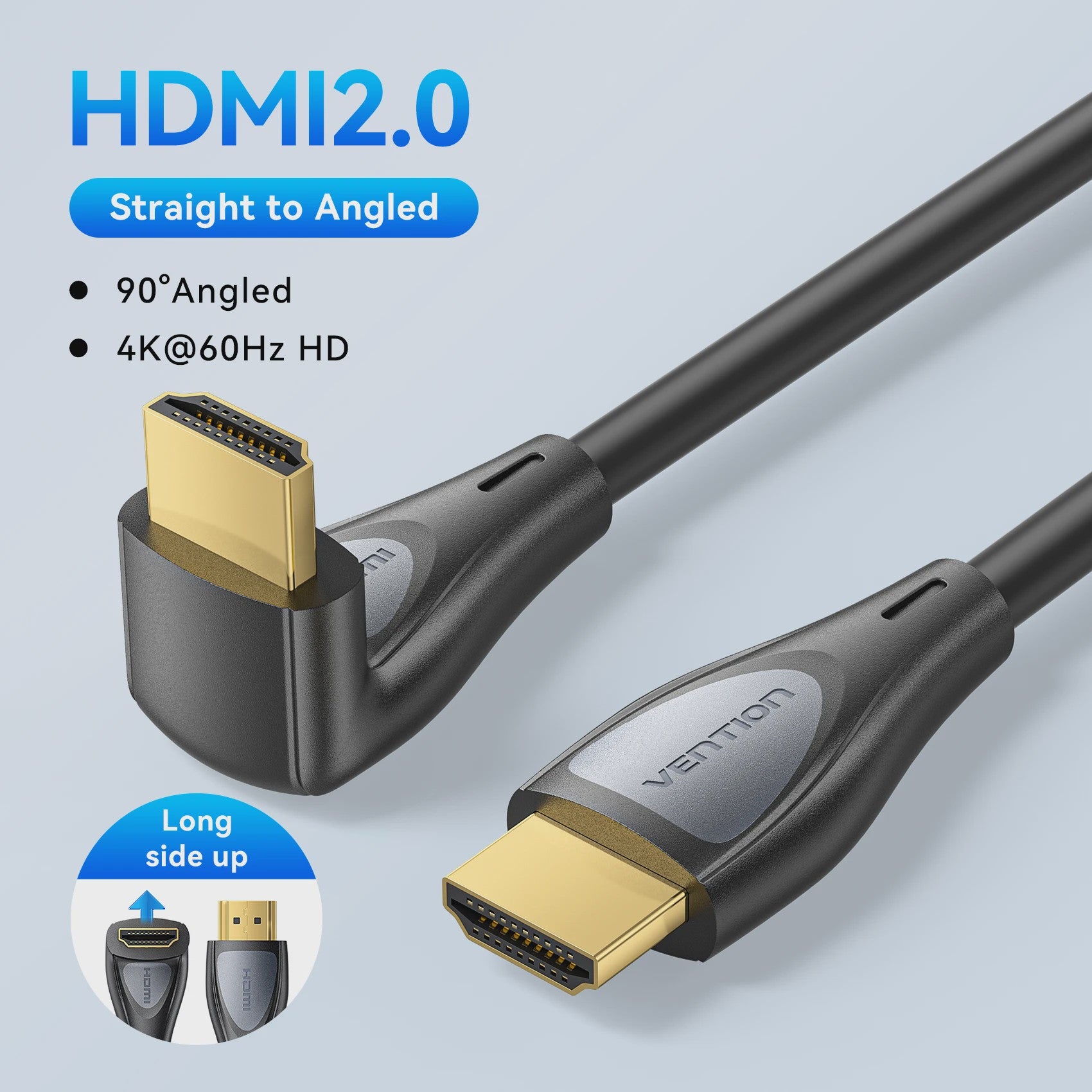 Vention 90° Hoek HDMI 2.0 Kabel - 4K@60Hz Ultra HD High-Speed voor TV, Monitor, Laptop, PS5, Xbox