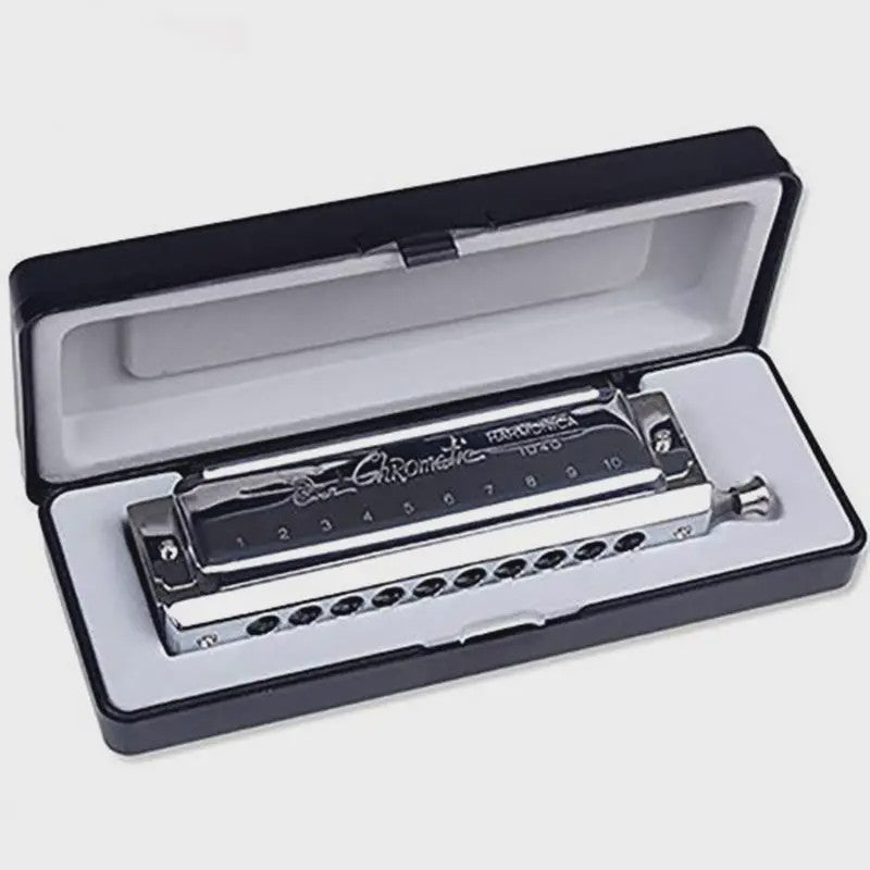 Professionele Chromatische Mondharmonica C - 10 Gaten, 40 Tonen