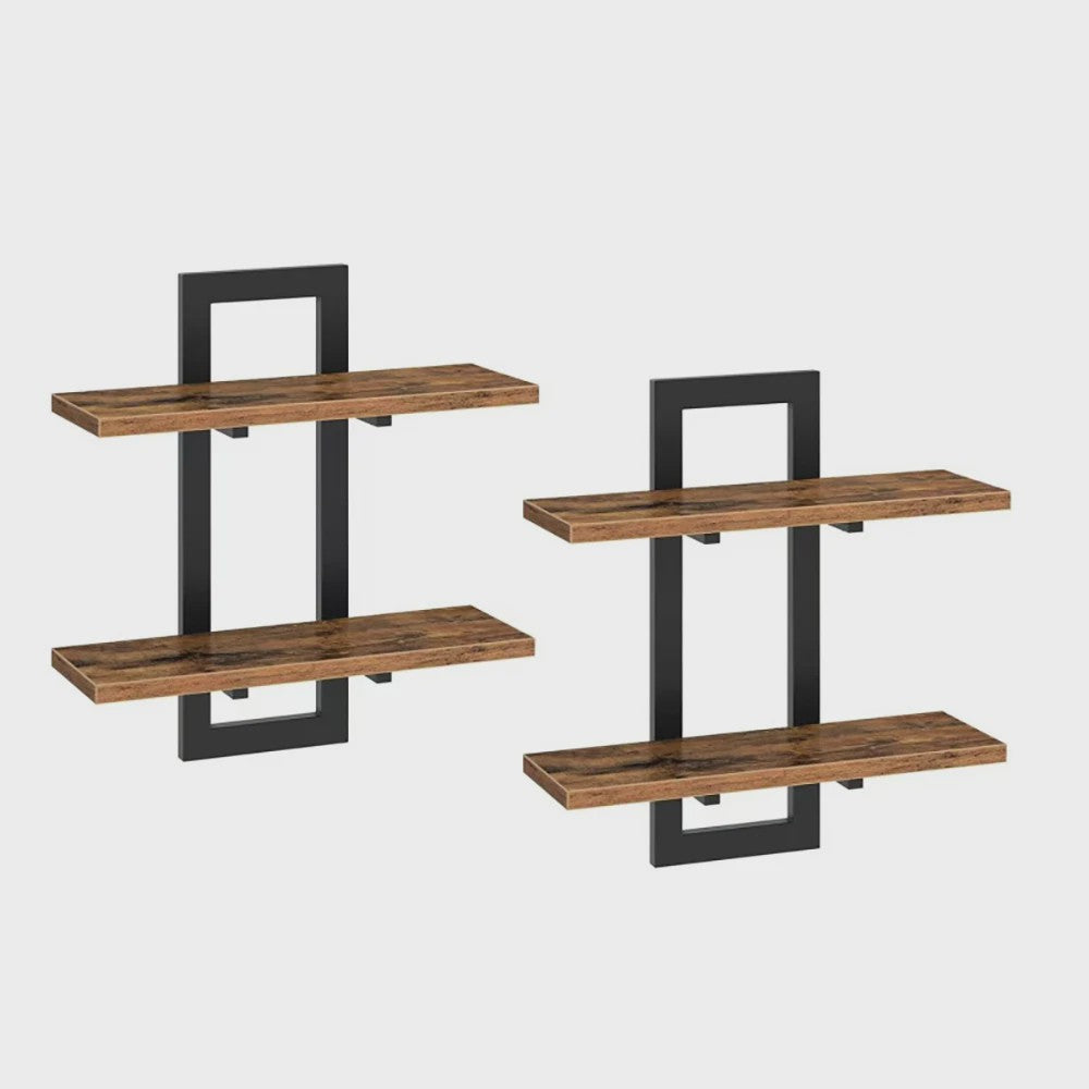 Zwevende Wandplanken Set van 2 - Decoratieve en Functionele Opbergplanken voor Woonkamer, Slaapkamer en Keuken