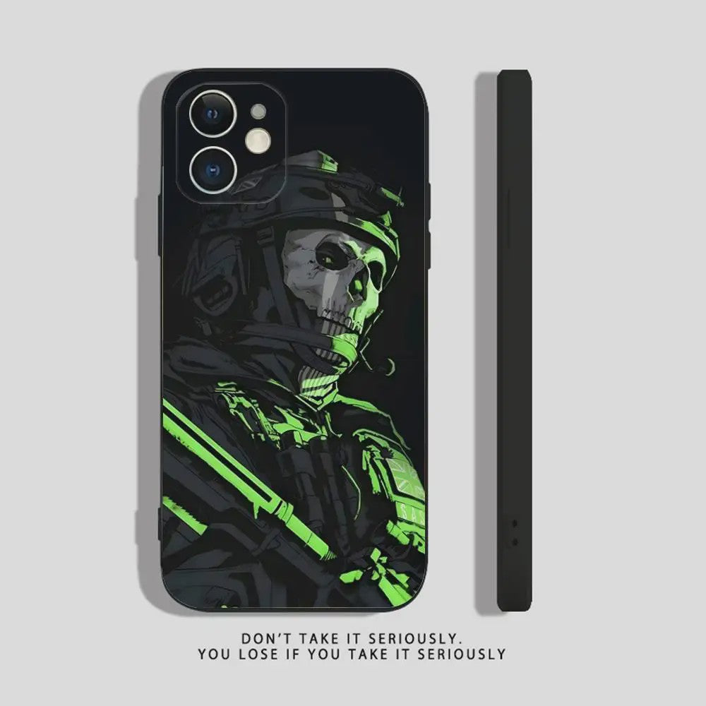 Call of Duty Ghost iPhone Hoesje - Zwart Siliconen Shockproof Beschermhoes