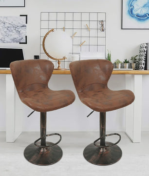 Set van 2 Retro Barstoelen met Kunstleer, Draaibaar en Verstelbaar in Hoogte