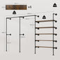 Industriële Wandmontage Kledingrek met 5 MDF Planken & Kledingroede - Open Garderobe