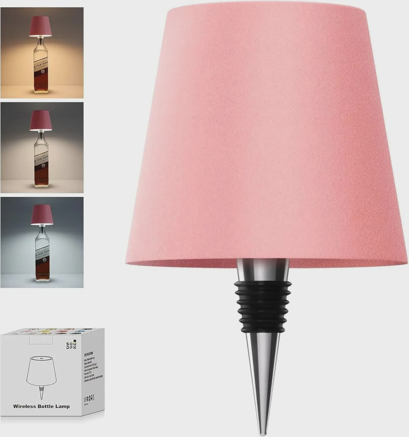 Draadloze Fles Tafellamp met USB, Touch Control & 3 Kleuren - Sfeervolle Verlichting