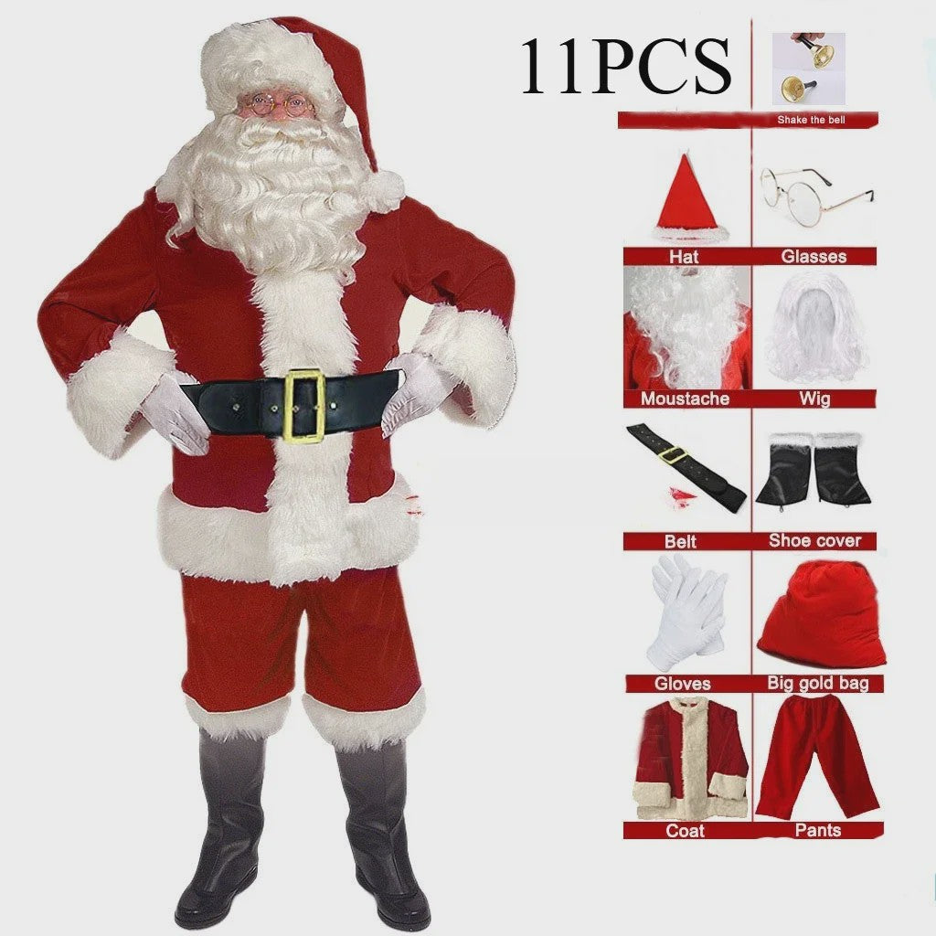 Luxe Gouden Fluweel Santa Claus Kostuum voor Heren - Perfect voor Kerst, Halloween & Feesten