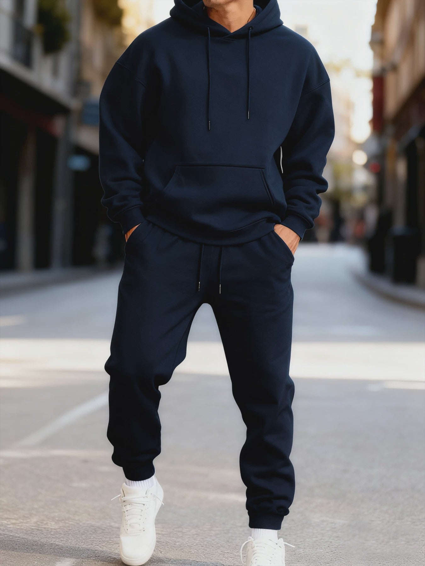 Unisex Fleece Hoodie Set - Casual Sportkleding voor Heren & Dames