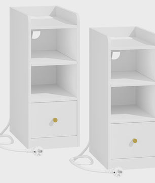 Nachtkastje set van 2 met laadstation, USB & Type-C, 3 opbergvakken en 1 lade - Zwart