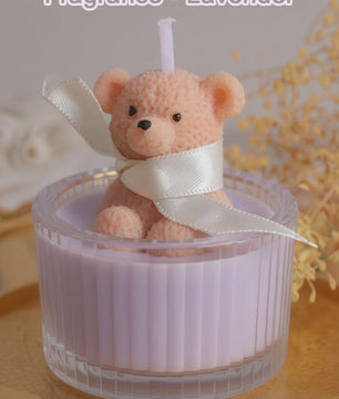 Luxe Geurkaars Teddybeer in Glazen Pot met Lint - Pastel Cadeau voor Vrouwen, Bruiloft & Feestdagen