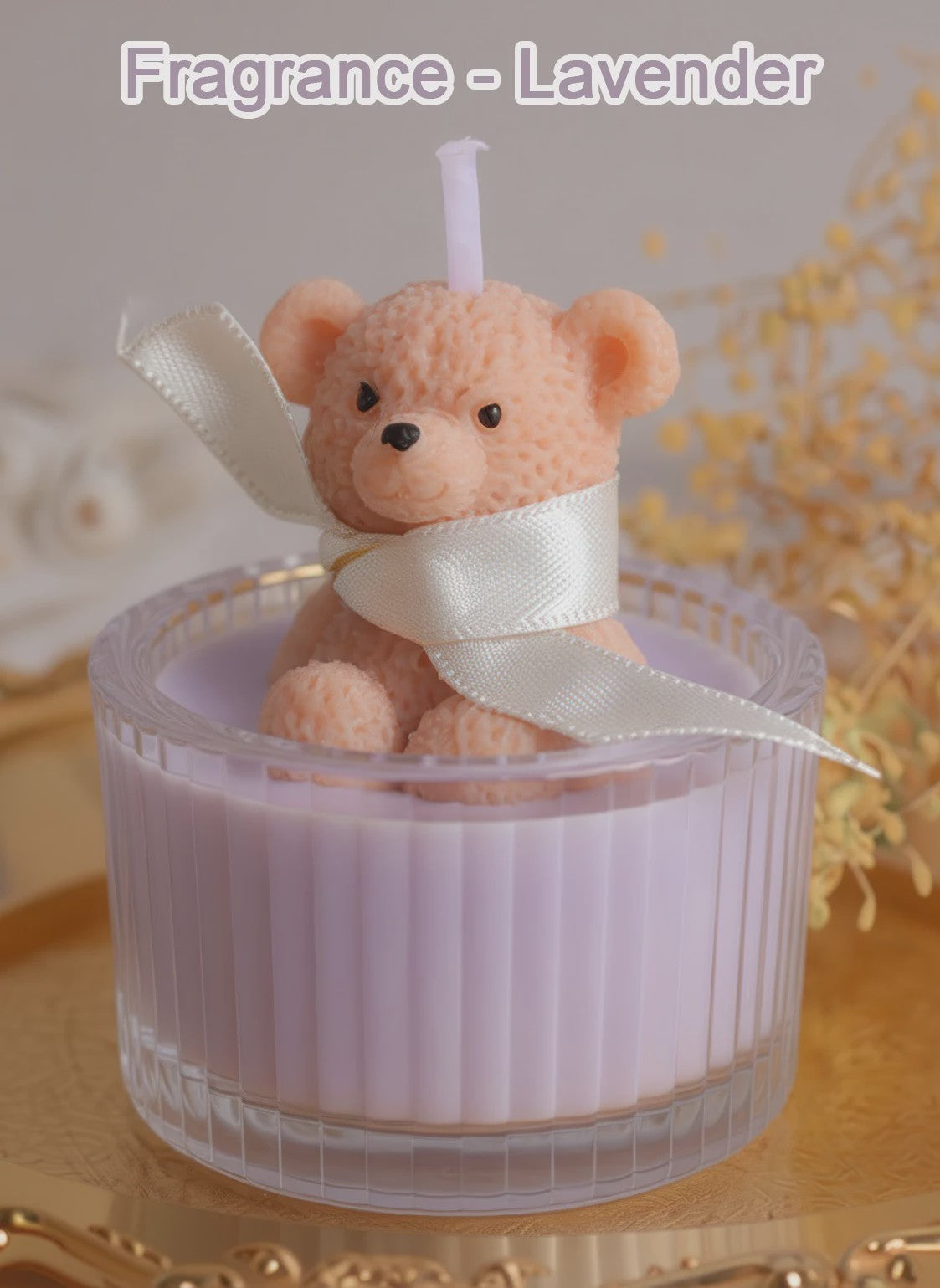 Luxe Geurkaars Teddybeer in Glazen Pot met Lint - Pastel Cadeau voor Vrouwen, Bruiloft & Feestdagen
