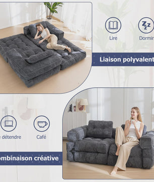 Opvouwbare Corduroy Sofa Bed met Geheugen Spons - Multifunctioneel en Comfortabel