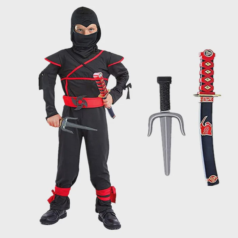 Stoer Zwart Ninja Kostuum voor Kinderen met Accessoires - Perfect voor Feestjes en Halloween