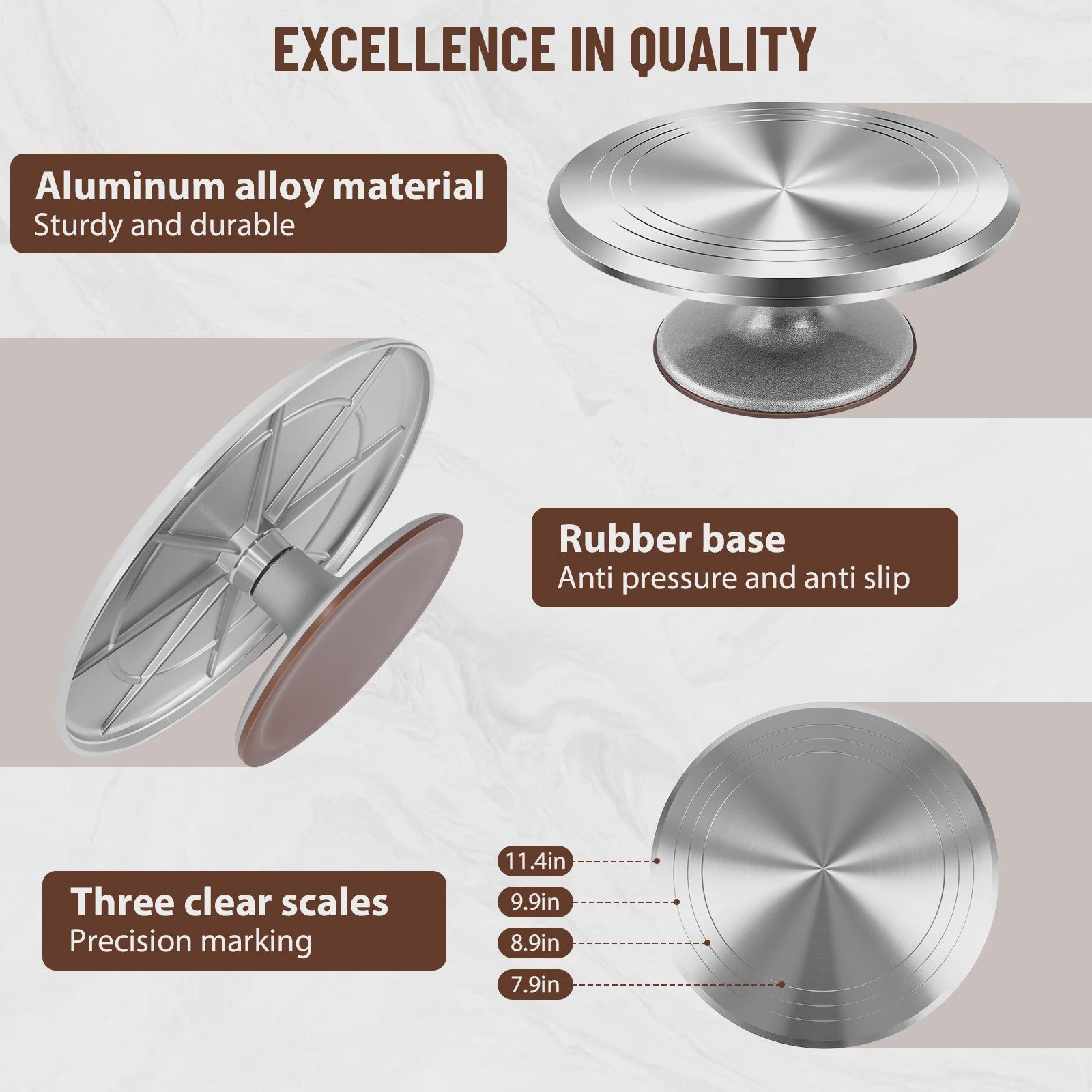 Professionele Taartdraaitafel Set - 12 Inch Aluminium Draaiplateau met Decoratiegereedschap