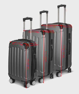 3-delige Trolley Koffer Set Donkergrijs - Lichtgewicht ABS, TSA Slot & 360° Dubbele Wielen