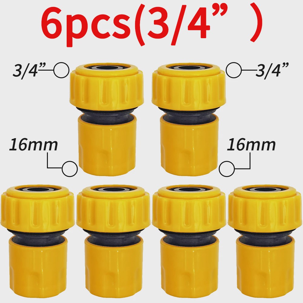 Set van 6 Tuinslang Koppelingen - 3/4" & 1/2" - Snelkoppeling voor Reparatie & Irrigatie