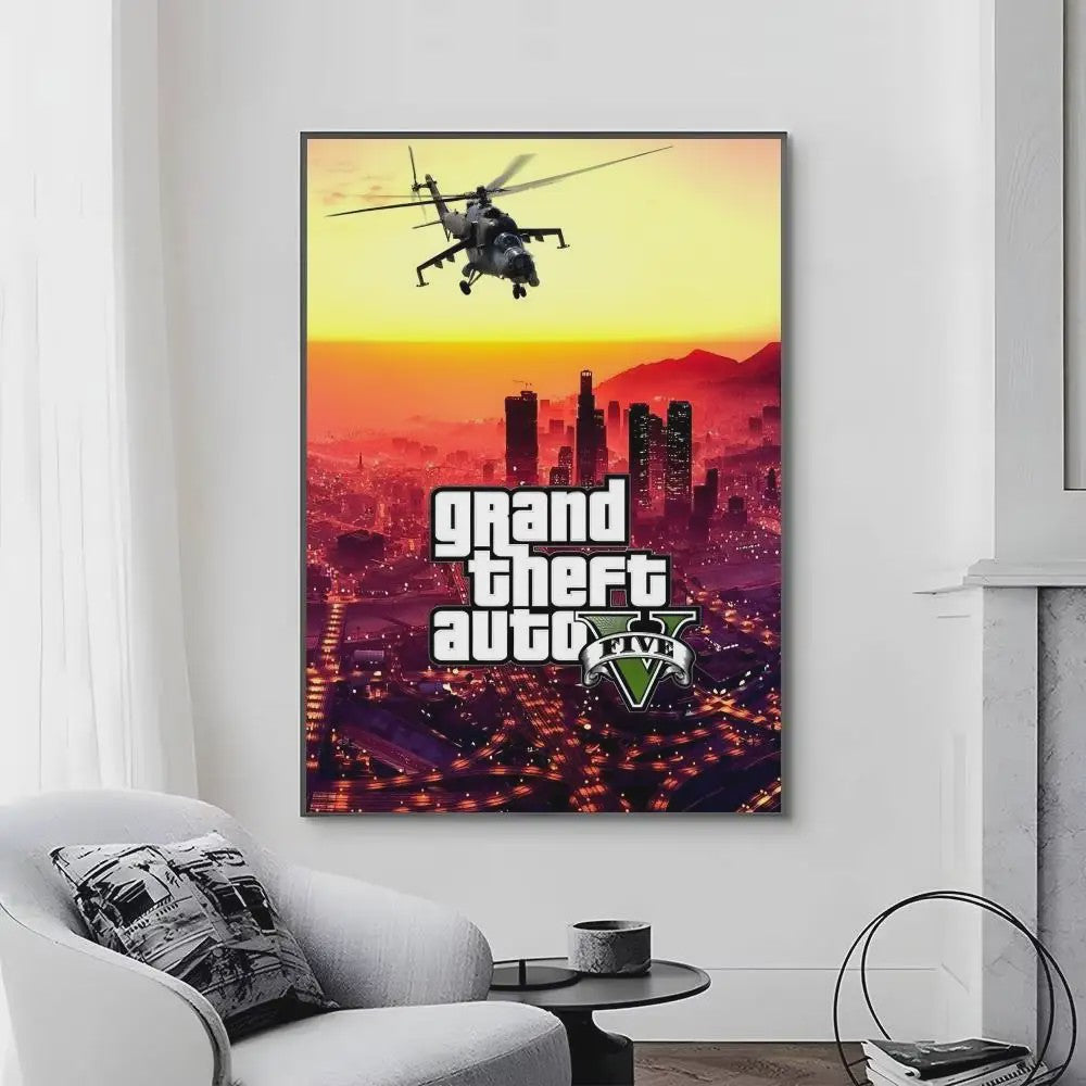 Grand Theft Auto Game Posters - Zelfklevend Muurdecoratie voor Fans