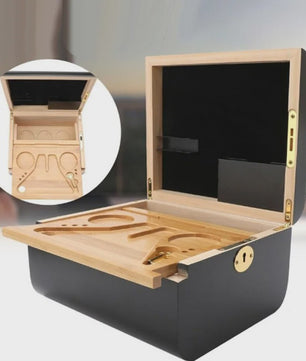 Luxe Houten Opbergdoos met Afneembaar Rolplateau & Geurafsluiting