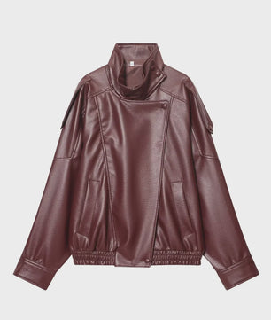 Dames Zwarte Oversized Faux Leren Jas - Chic Streetwear Stijl