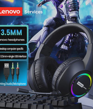 Lenovo E08 Gaming Headset: 7.1 Surround Sound, RGB, Microfoon voor PC & Laptop