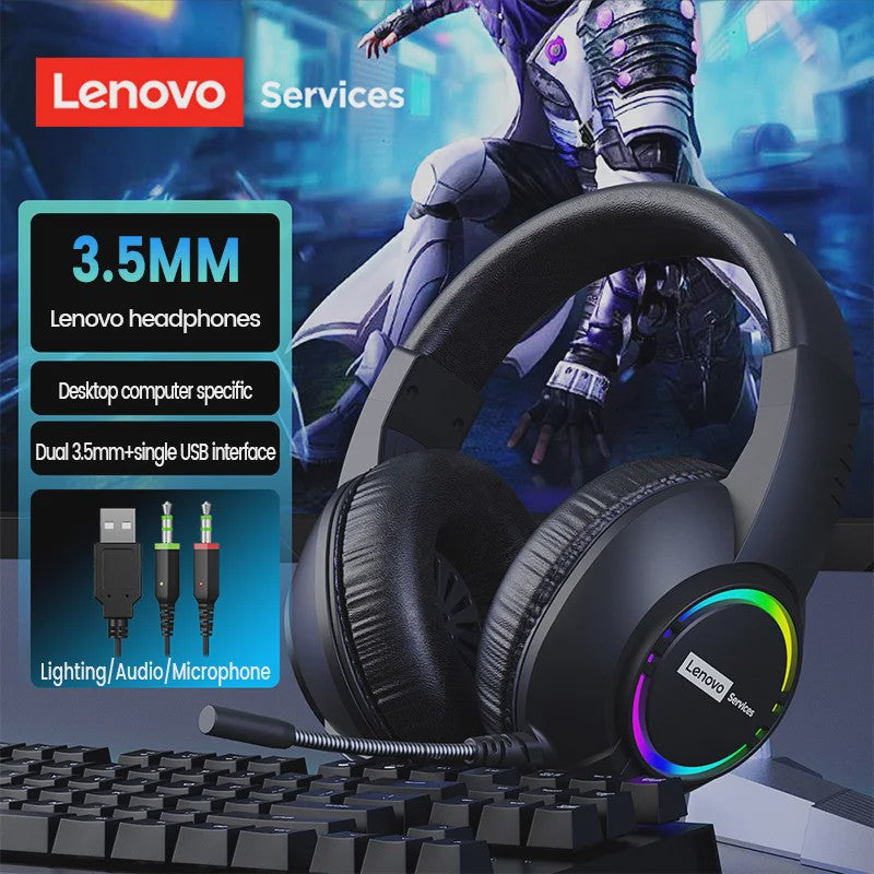 Lenovo E08 Gaming Headset: 7.1 Surround Sound, RGB, Microfoon voor PC & Laptop
