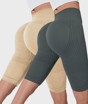 2-Pack Seamless High-Waisted Yoga Shorts met Push-Up Effect - Perfect voor Fitness & Training
