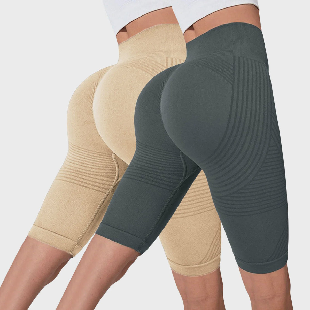 2-Pack Seamless High-Waisted Yoga Shorts met Push-Up Effect - Perfect voor Fitness & Training