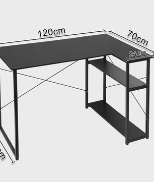 L-vormig Bureau met Opbergrek - Ideaal voor Gaming, PC, Studie & Werk in Slaapkamer (120/100cm)