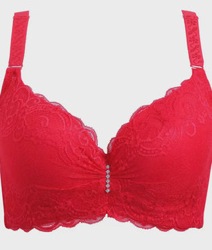 Comfortabele Plus Size Lace Push-Up BH met Brede Zijband en 4-Rij Sluiting