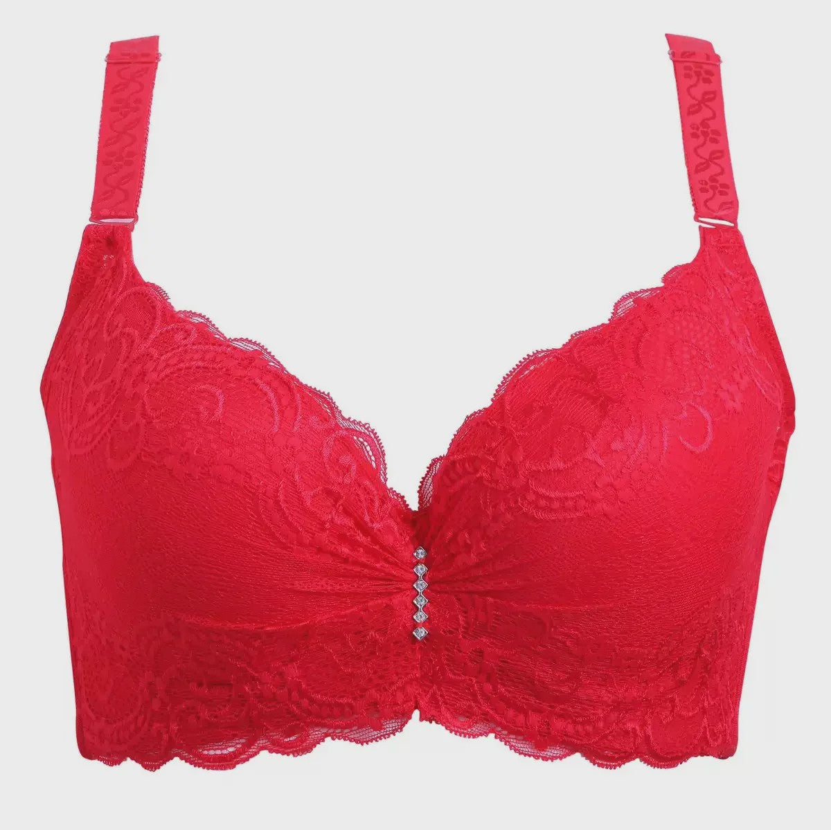 Comfortabele Plus Size Lace Push-Up BH met Brede Zijband en 4-Rij Sluiting