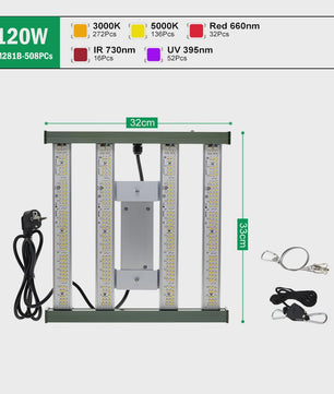 Full Spectrum LED Groeilamp 120W/200W/320W met UV & IR - Onafhankelijke Schakelaars